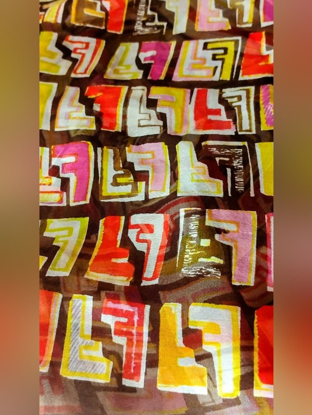 Fendi Sheer Striped Scarf in Red, Yellow & Brown